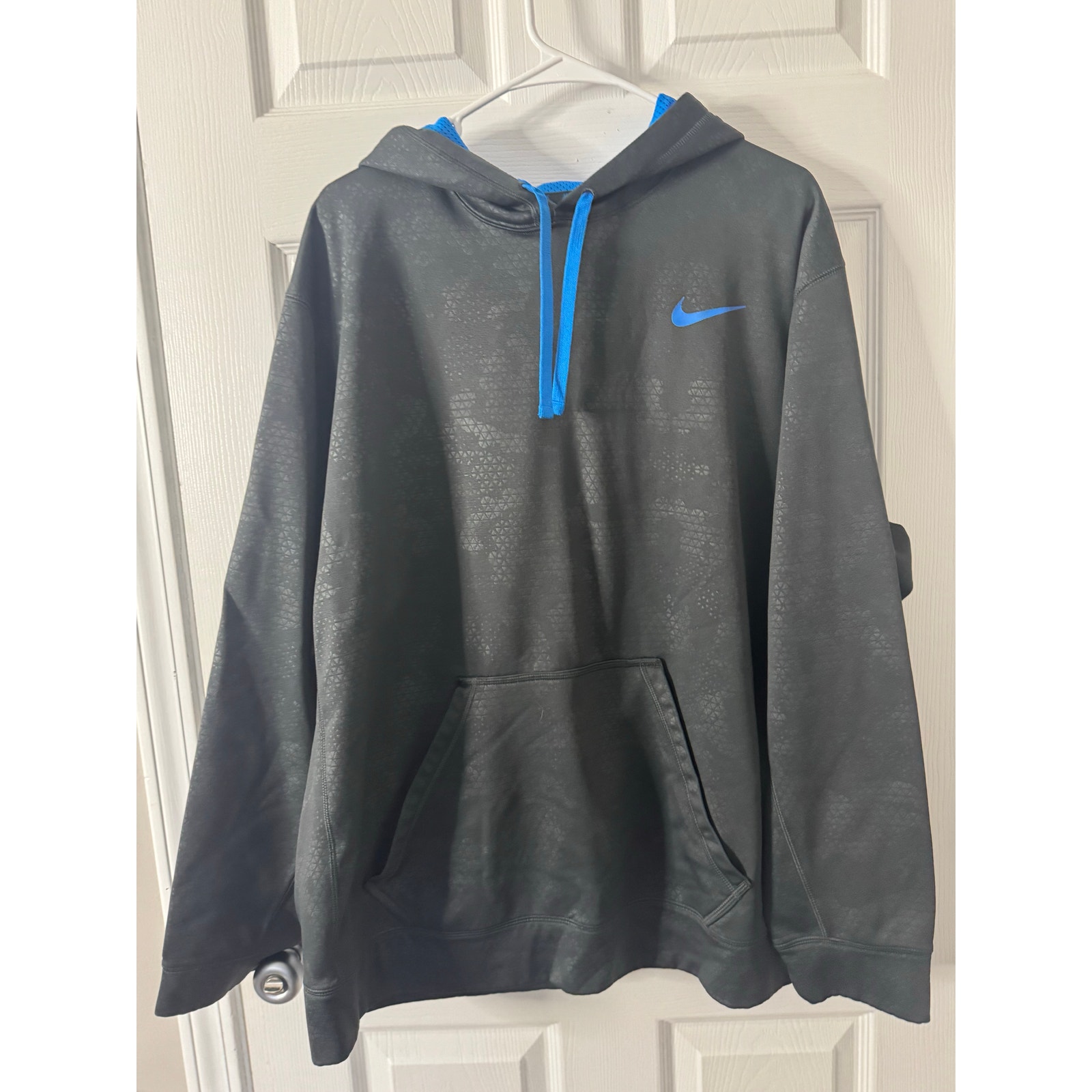Nike Thermal Therma Fit Hoodie Sweatshirt Gray And Blue Sz: Xxl